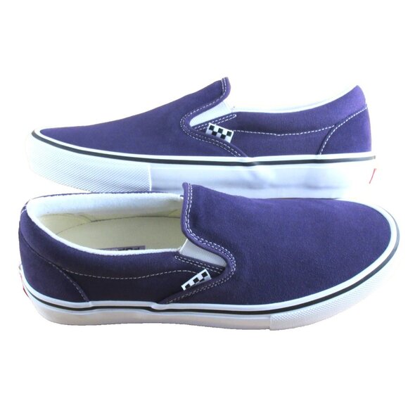 Vans Men's Skate Slip On Purple Black White Suede Canvas shoes Sizes NIB - Picture 4 of 7